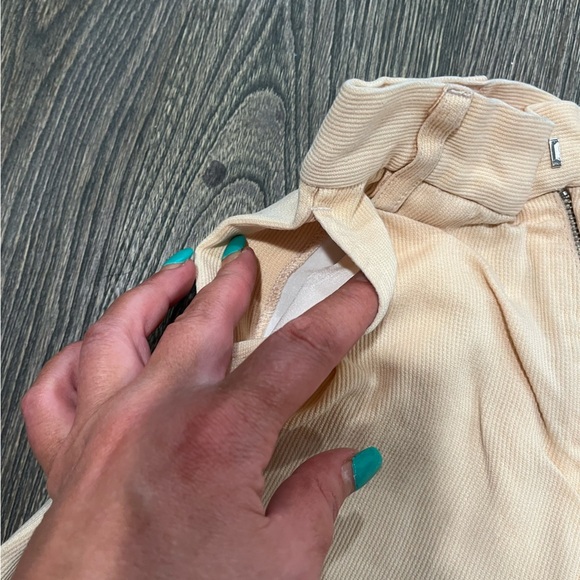 Assembly Womens Wide Leg Corduroy Pants High Rise Raw Hem Rayon Cream Size XS - Picture 4 of 12